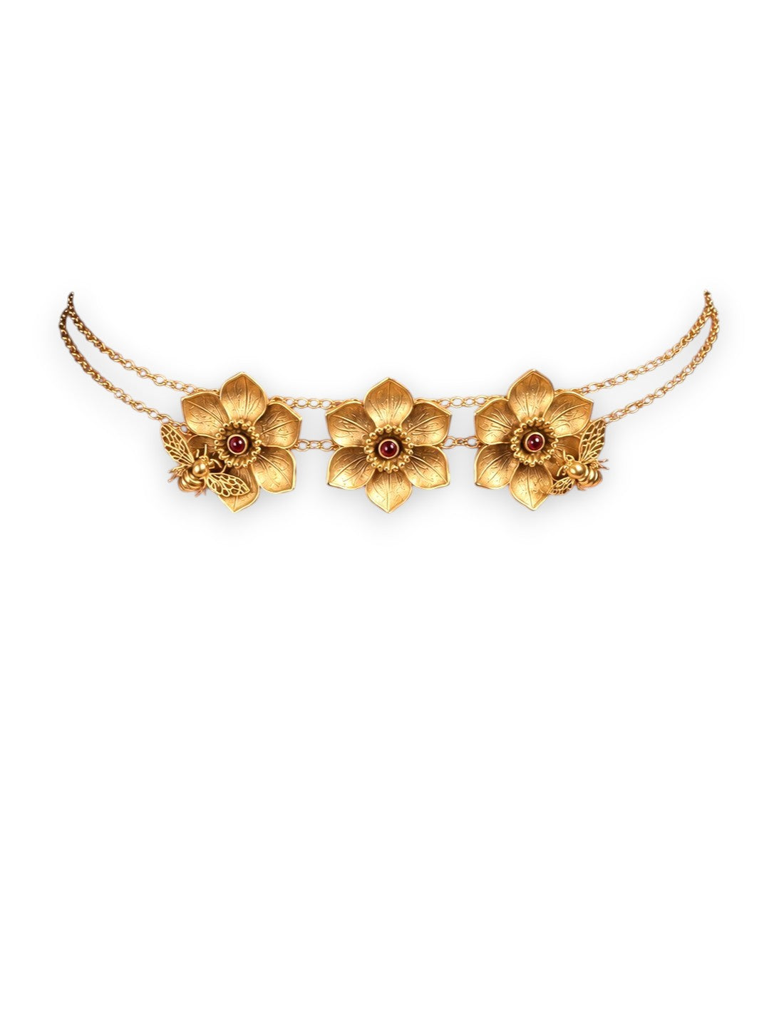 Three Blossoms Necklace Gold Plated