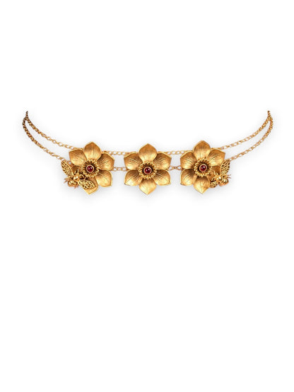 Three Blossoms Necklace Gold Plated